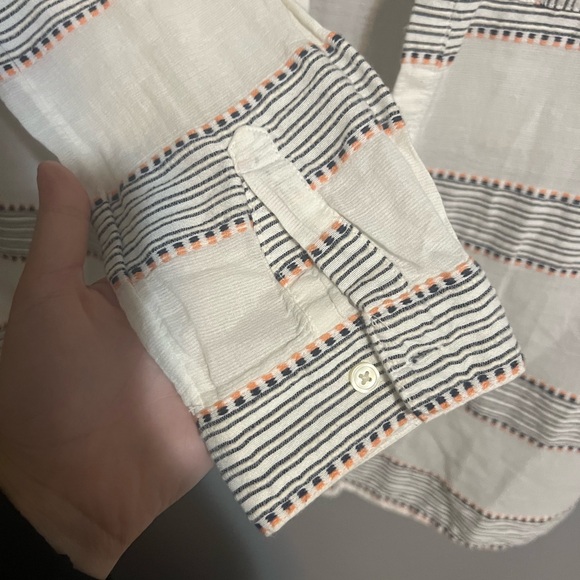 100% Cotton Old Navy White Boho Button Down Long Sleeve - Picture 4 of 9